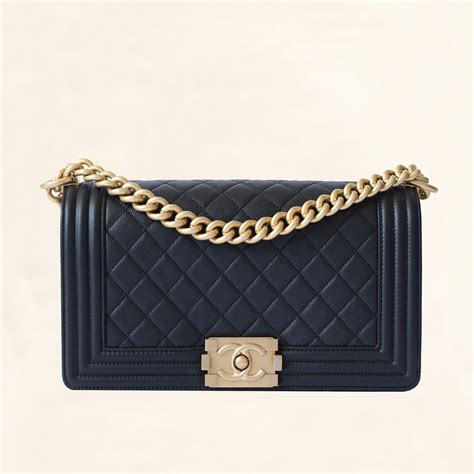 chanel boy bag gray and gold caviar